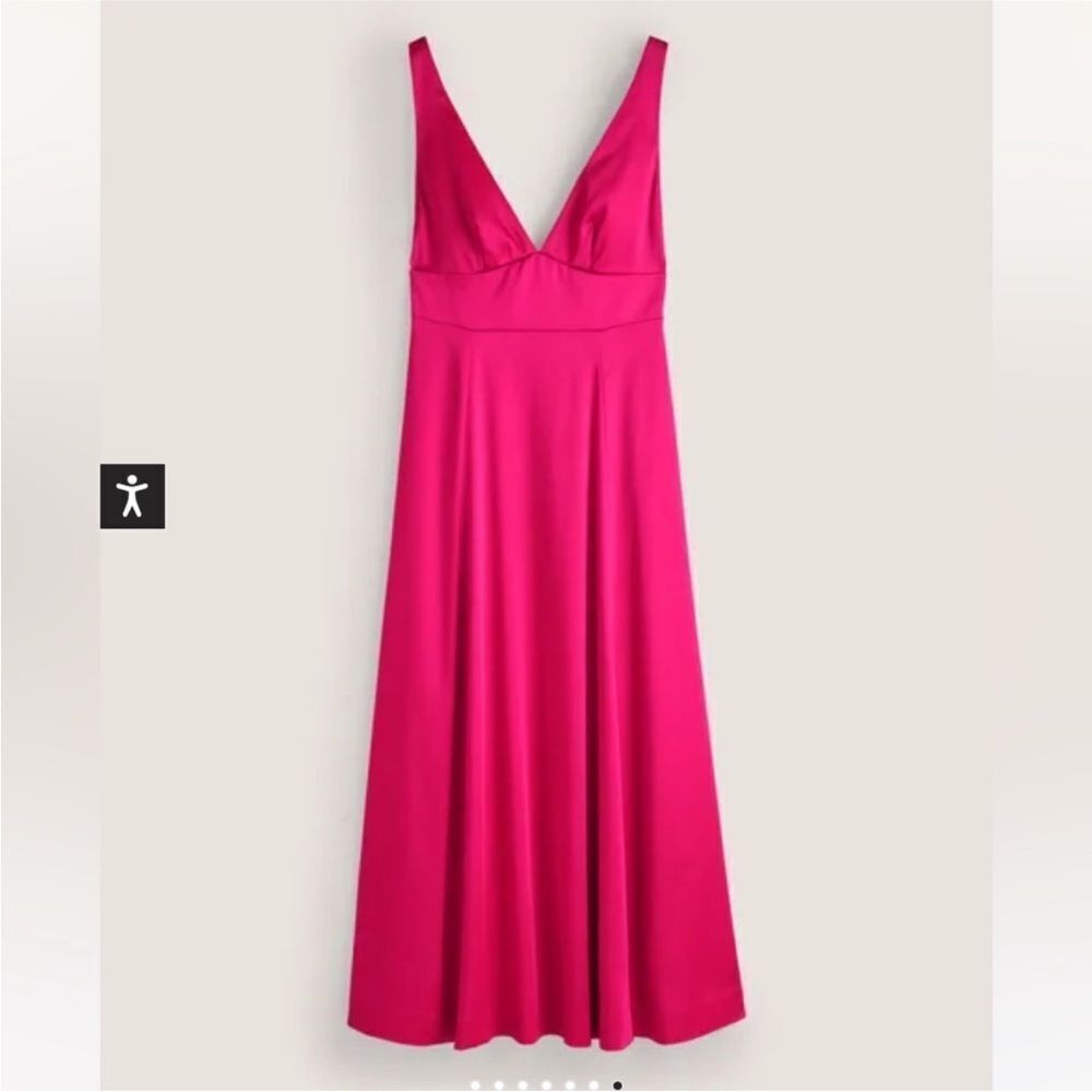 BODEN | NEW Pink Fit & Flare Wild Watermelon Pink Midi Dress Women’s Size 6R - Picture 14 of 14